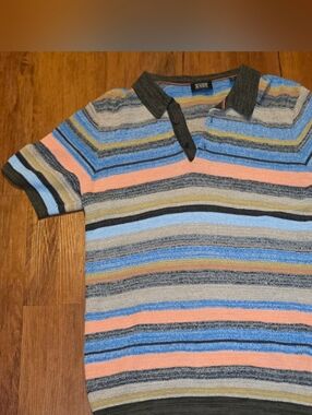 Scotch & Soda Striped Knit 100% Cotton Polo Spring Colors Mens M